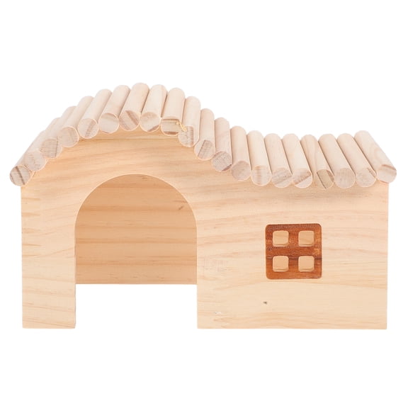 HONMEET Small Pet Wood Hut Natural Khaki Hamster Hideout Nest Cozy Shelter for Hamsters and Small Animals 1 Pack