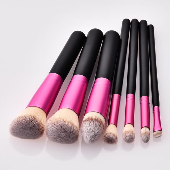 HONMEET 7-Piece Cosmetics Brush Set with Handles, Assorted Colors for Natural Makeup Application
