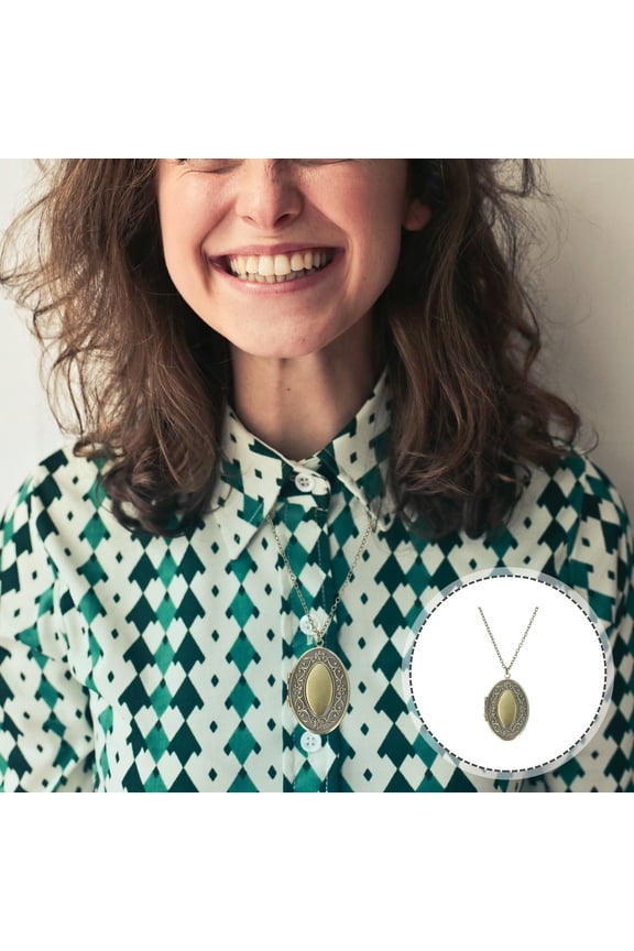 Oval Copper Photo Locket Pendant for Women, Decorative Keepsake Jewelry , 1 Piece