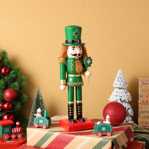 HONMEET traditional nutcracker Nutcracker Ornament Green Plastic Showcase Decor 1Pack