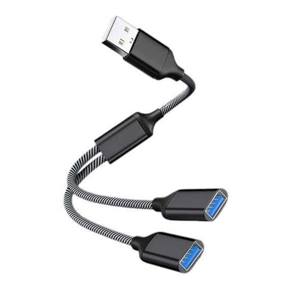HONON USB Splitter Cable USB2.0 A Male to 2 USB Female Power Cord for Charging/Data Transfer/Laptop Data Wire 28cm/11.02in