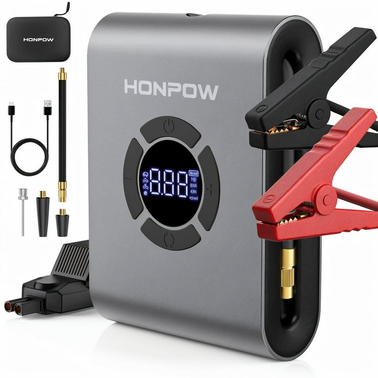 Portable air compressor with jumper cables discount