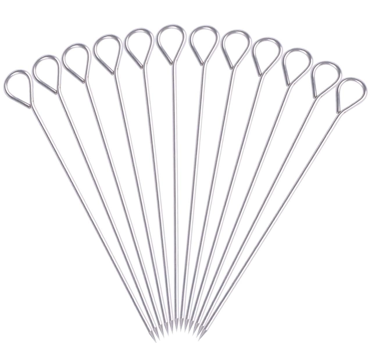 HONSHEN 8 Inch Stainless Steel Skewers,Roast goose needle Barbecue Skewers, BBQ Skewers, Shish Kebab Kabob Skewers 12 pcs