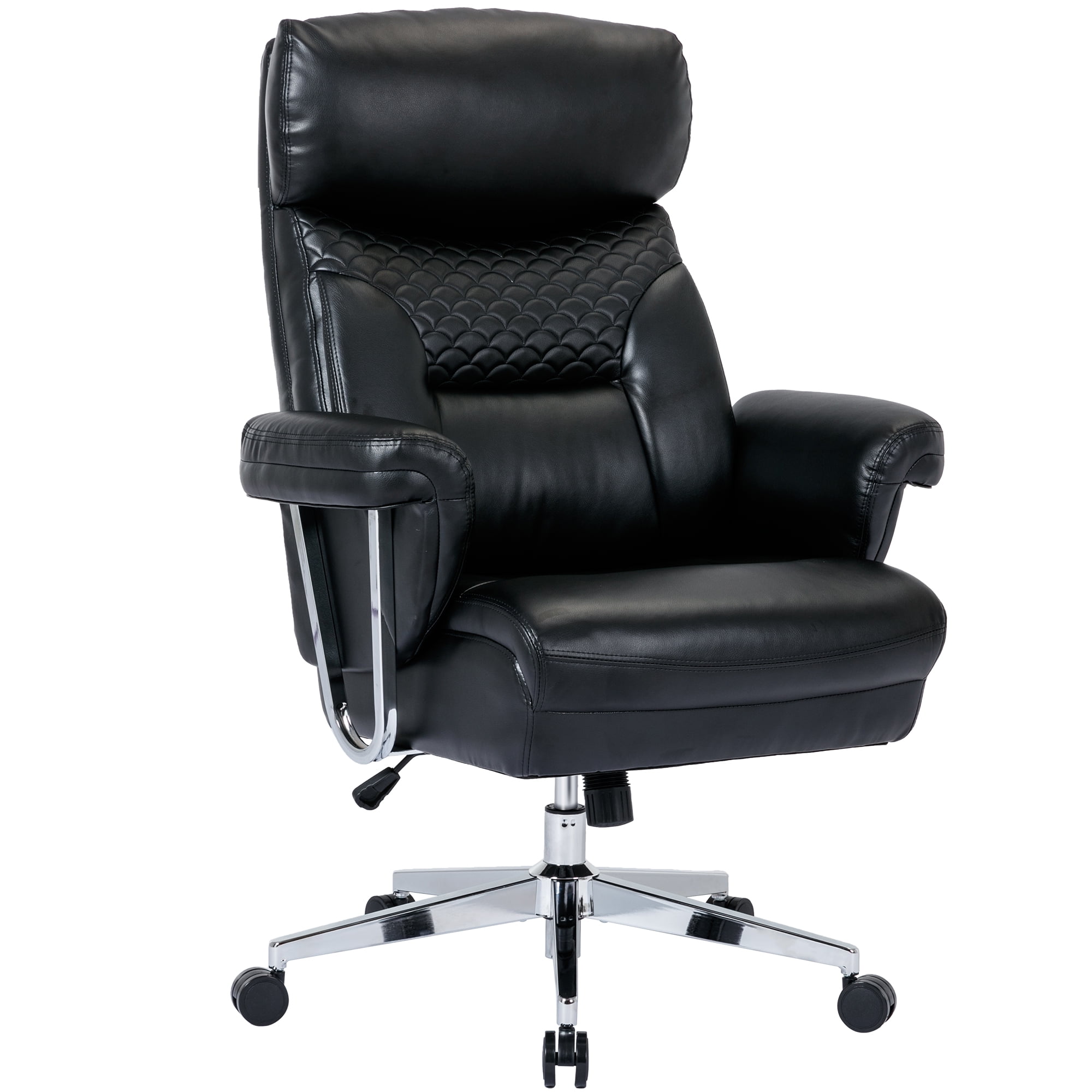 HONSIT Black Office Chair for Women, High Back Executive Desk Pu Leather