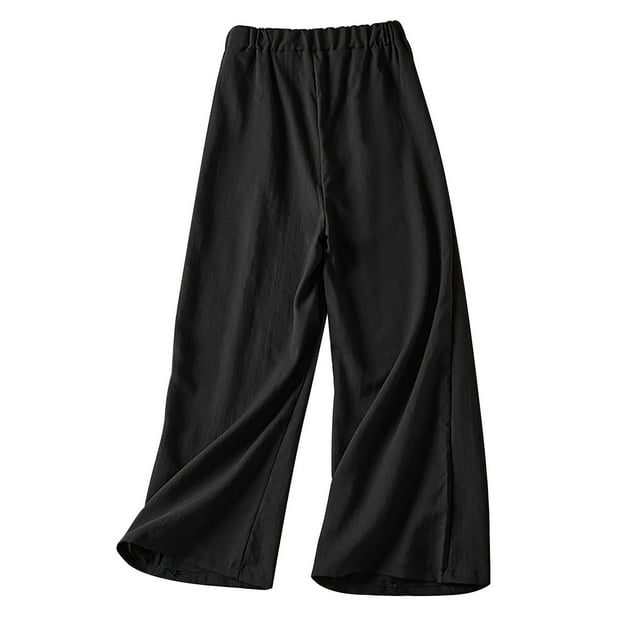 HONVEIO Black Women Linen Pants Long Women Woose Fitting High Waisted ...