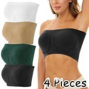 HONVEIO Push up Women's Stretch Strapless Bra,Summer Bandeau Bra,Plus Size Strapless Bra,Comfort No-Underwire Brassiere for Women S-793 White 3XL