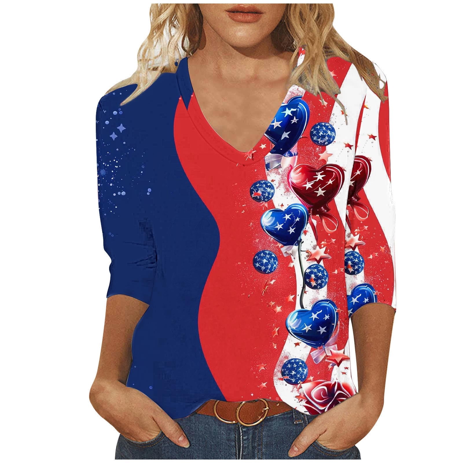 HONVEIO Women's Short Sleeve Tunic Tops Sale Fashion Woman Casual V