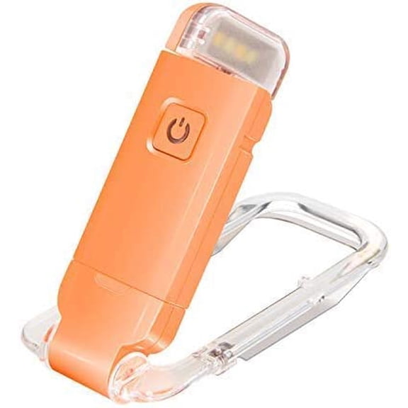 HONWELL Rechargeable Book Light, Clip On LED Reading Lights for Kids in Bed, 3 Brightness Levels Dimmable Bookmark Light Eye-Protection, Portable Lamp Bookworms, Travel(Orange)
