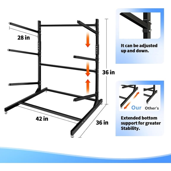 HONYTA Kayak Storage Rack, Heavy Duty Kayak Racks for Garage, Outdoor Storage Rack for Kayak, Canoe, Surfboard & Paddleboard
