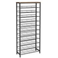 thumbnail image 1 of HOOBRO 12-Tier Shoe Rack, Large Capacity Shoe Storage Organizer for 35-45 Pairs of Shoes, Standing Shoe Shelf with Slanted Shelves, for Entryway, Closet, Hallway, Rustic Brown and Black BF51XJ01, 1 of 11
