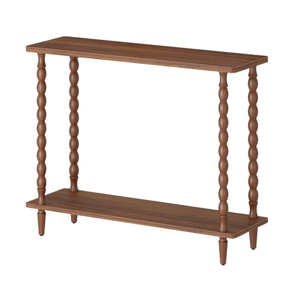 HOOBRO 2-Tier Console Table with Spindle Legs, Walnut