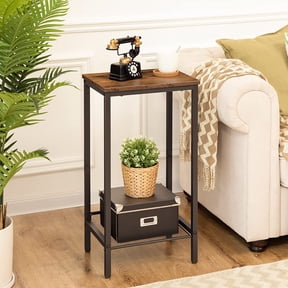 HOOBRO 28.9" H Narrow Tall End Table Couch Table Hallway Entryway Living Room Rustic Brown