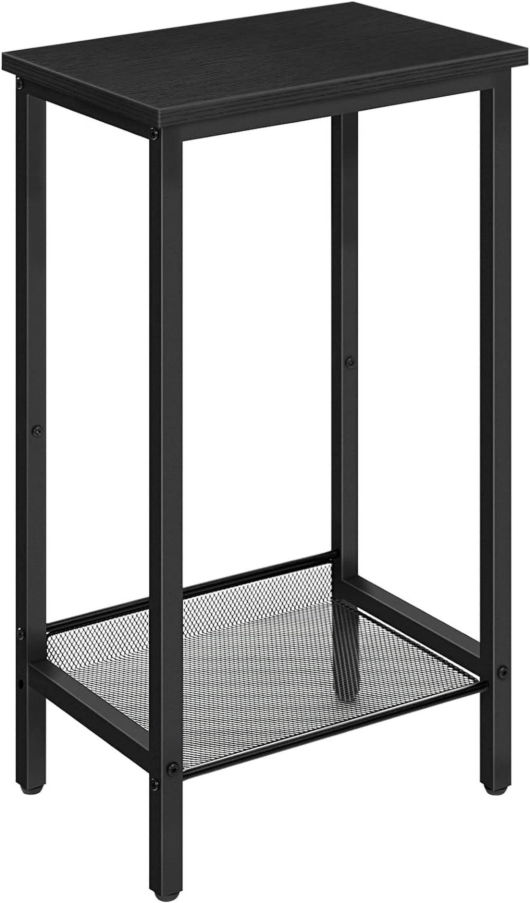 HOOBRO 28.9" Tall End Telephone Table with Adjustable Mesh Shelves Hallway Living Room Rustic Brown BB03DH01