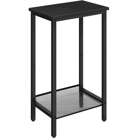 HOOBRO 28.9" Tall End Telephone Table with Adjustable Mesh Shelves Hallway Living Room Rustic Brown BB03DH01