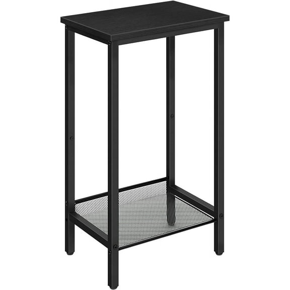 HOOBRO 28.9" Tall End Telephone Table with Adjustable Mesh Shelves Hallway Living Room Rustic Brown BB03DH01