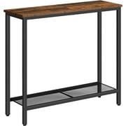 HOOBRO 29.5" 2 Tier Narrow Console Table Entryway Table Hallway Living Room Rustic Brown BF74XG01