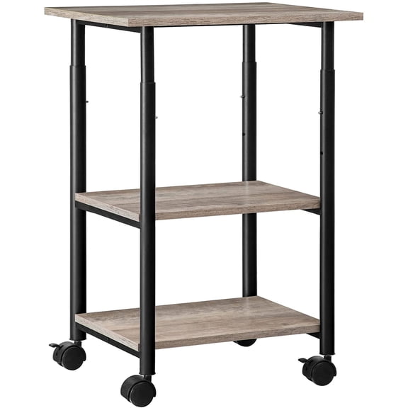 HOOBRO 3-Tier Under Desk Printer Stand Height Adjustable on Wheels Kitchen Carts Gray BG03PS01