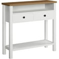 thumbnail image 1 of HOOBRO 31.5" Farmhouse Entryway Table with 2 Drawers Sofa Table with Wooden Frame Hallway White and Walnut WH16XG01, 1 of 9