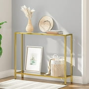 HOOBRO 39.4" Modern Gold Console Table Tempered Glass Sofa Table Hallway GD04XG01