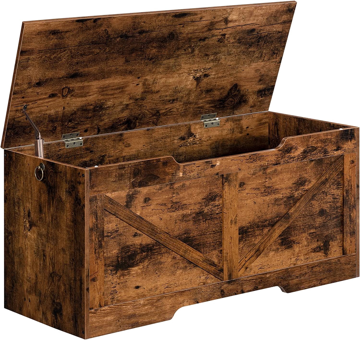 HOOBRO 39.4" Storage Chest Retro Toy Box Organizer with Safety Hinge Rustic Brown