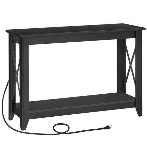 HOOBRO 47.2" Console Table Entryway Table Narrow Sofa Table with Outlets & USB Ports Hallway Living Room Black