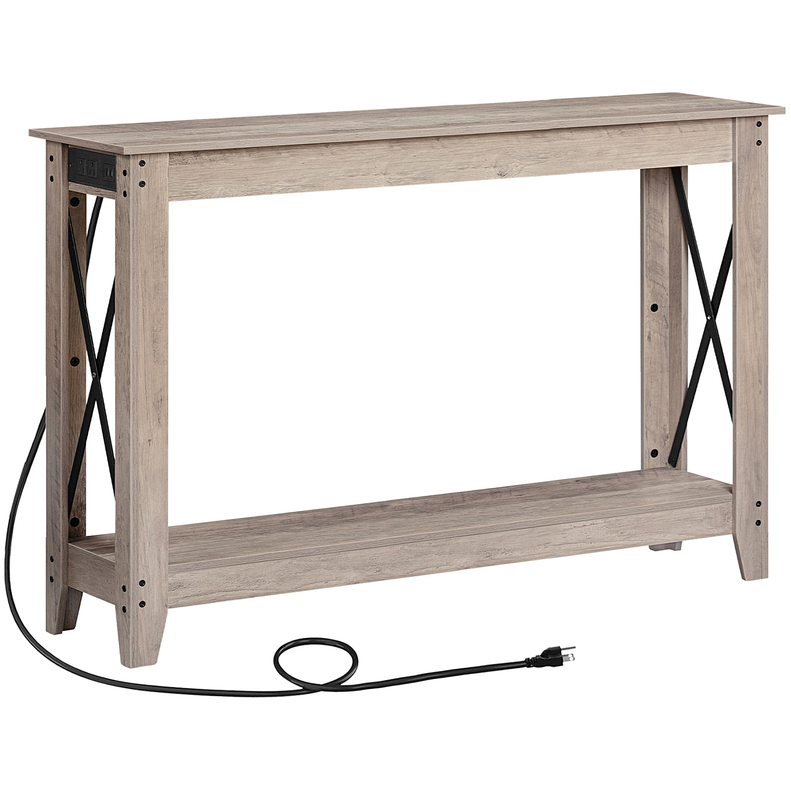 HOOBRO 47.2" Console Table Narrow Sofa Table with Outlets & USB Ports