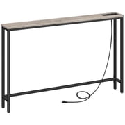 HOOBRO 47.2" Skinny Console Table with Power Outlets, 5.9" Behind Couch Table with Charging Station, Narrow Sofa Table,