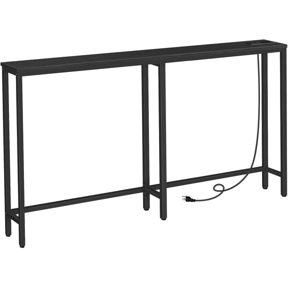HOOBRO 5.9" Skinny Console Table with Charging Station, 63" Narrow Console Table with Power Outlets, Long and Thin Sofa Table, Slim Entryway Table, Black BB165UXG01