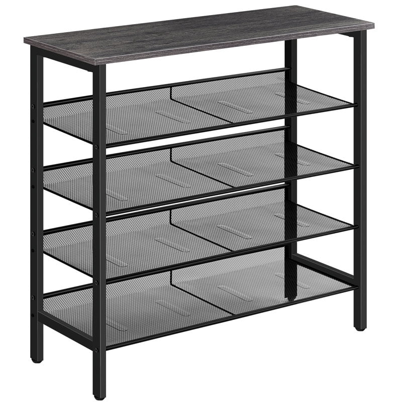 HOOBRO 5-Tier Shoe Rack Storage with Adjustable Shelf for 16 Pairs Shoes Entryway Hallway Charcoal Gray BC01XJ01