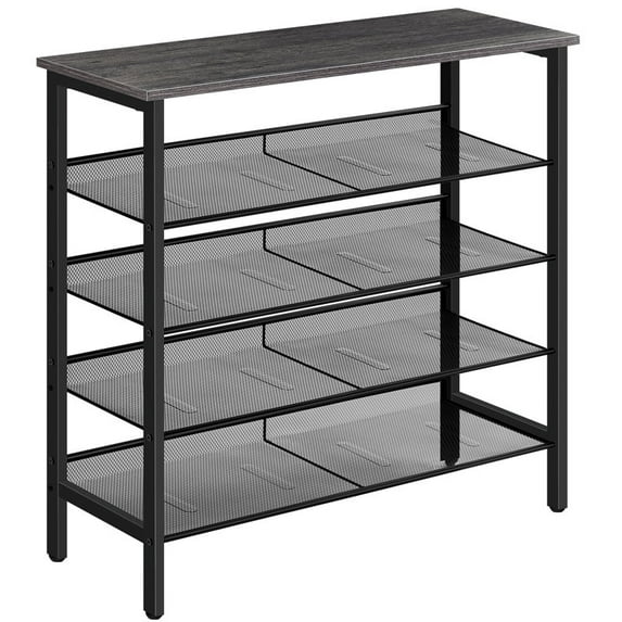 HOOBRO 5-Tier Shoe Rack Storage with Adjustable Shelf for 16 Pairs Shoes Entryway Hallway Charcoal Gray BC01XJ01