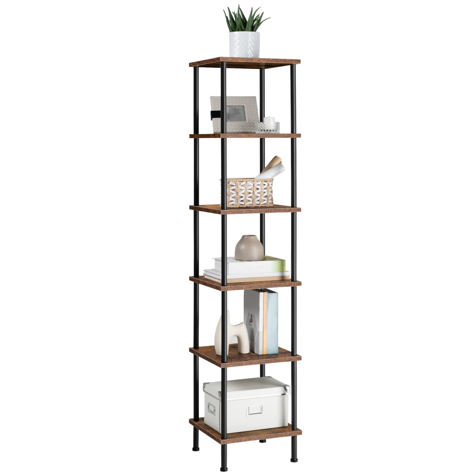 HOOBRO 6Tier Corner Shelf, Corner Square Rack Display Shelf, Wood