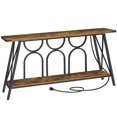 thumbnail image 1 of HOOBRO 63” Console Table with Charging Station, Unique Console Table with AC Outlets and USB Ports, Sofa Table, Metal Frame, for Entryway, Hallway, Foyer, Rustic Brown and Black BF124UXG01, 1 of 10