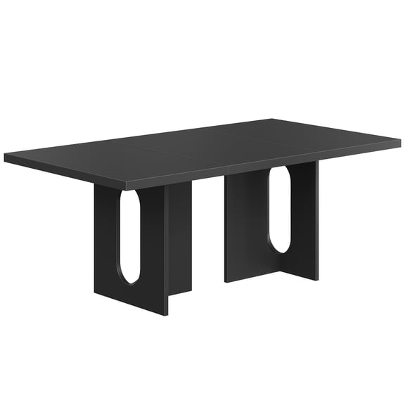 HOOBRO 63-Inch Dining Table for 4-6 People, Rectangular Kitchen Table with Thickened Top & Floor-Protective Pads for Dining Room, Black BB36CZ01