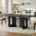 thumbnail image 1 of HOOBRO 63-Inch Dining Table for 4-6 People, Rectangular Kitchen Table with Thickened Top & Floor-Protective Pads for Dining Room, Black BB36CZ01, 1 of 8