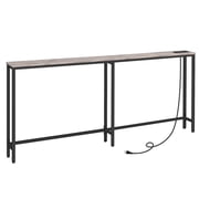 HOOBRO 70.9" Narrow Console Table with Charging Station, 5.9" Sofa Table with 2 Power Outlets and USB Ports, Long Entryw