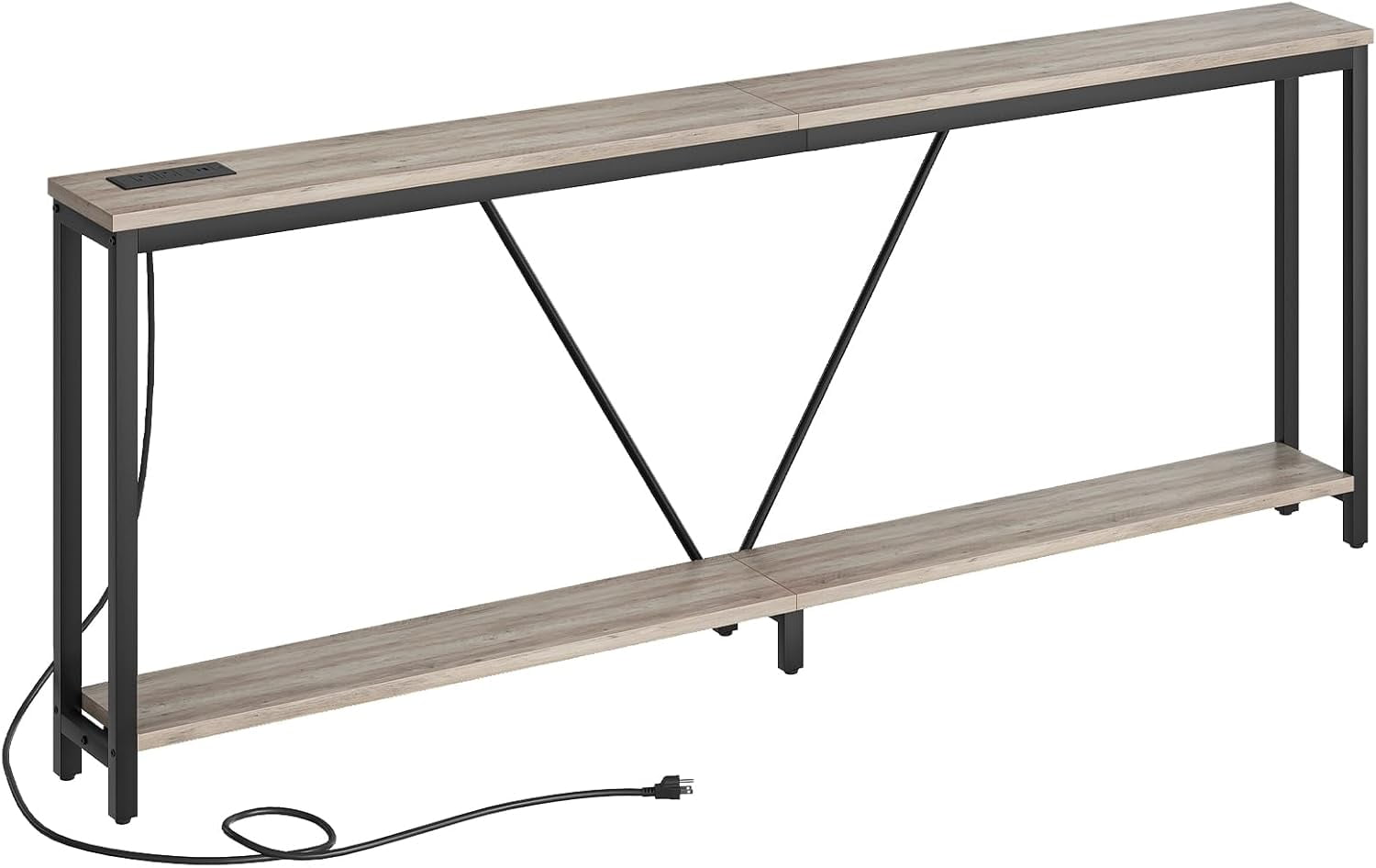 HOOBRO 78.7" Extra Long Sofa Console Table with Charging Station, 2 ...