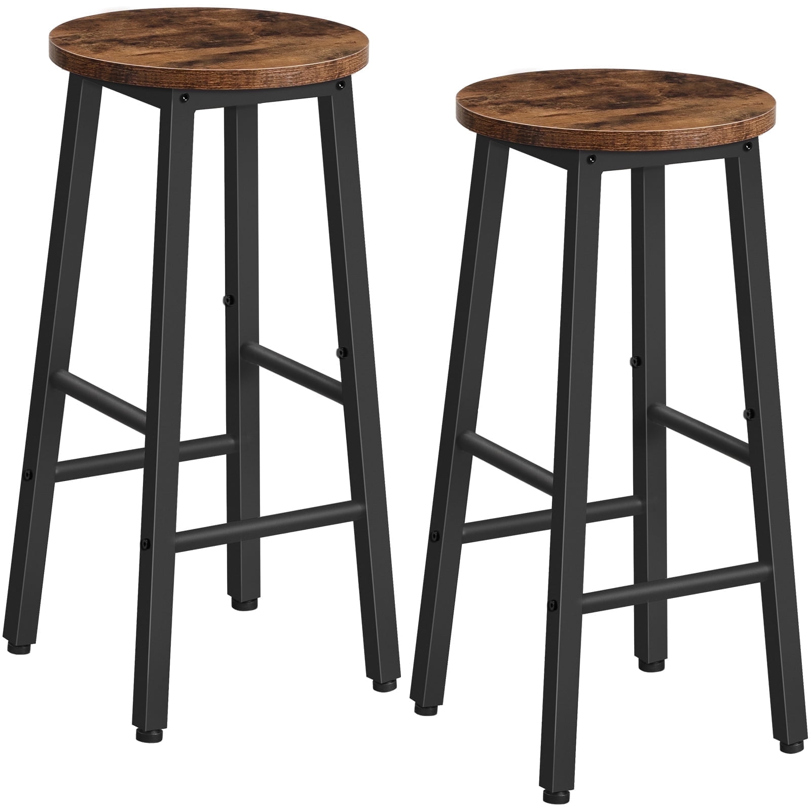 HOOBRO Bar Stools, Barstools Set of 2,Counter Height Barstools, 24.8" Bar Stools for Kitchen Island, Industrial Bar Chairs, for Dining Room, Kitchen, Bar, Rustic Brown and Black BF07BY01G1
