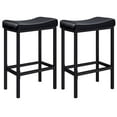 thumbnail image 1 of HOOBRO Bar Stools, Set of 2 Bar Chairs, Counter Height Stools, Saddle Barstools with Curved Surface, 24.8 Inches, 2.4" Thick Upholstery, for Kitchen, Dining Room, Cafe Black BB10BY01, 1 of 9