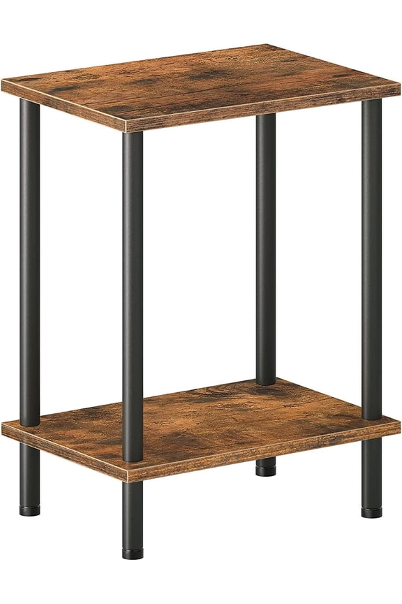 Bed Side End Table Nightstand 2-Layer Storage Shelves Living Room Rustic Brown BF09BZ01