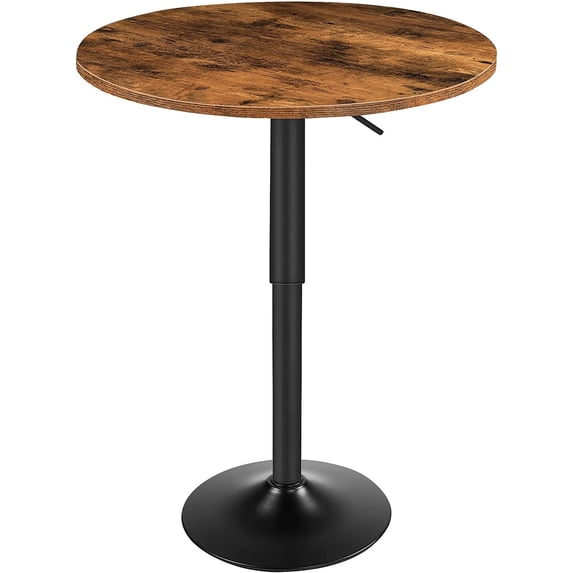 HOOBRO Cocktail Table 27"-35.4" Height-Adjustable Round Bar Table Living Room Dining Room Bistro Rustic Brown BF58BT01G1