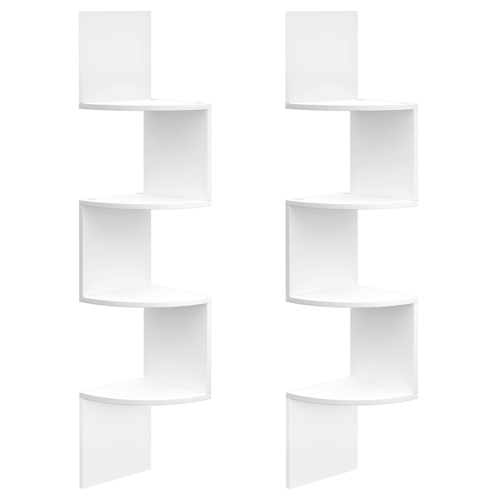 HOOBRO Corner Shelf Wall-Mounted, Set of 2 Floating Corner Shelves for Wall, 4-Tier Corner Bookshelves for Living Room, Bedroom, Bathroom, Home Office, White WT25BJP201