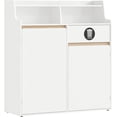 thumbnail image 1 of HOOBRO Double Trash Cabinet, 20 Gallon Freestanding Trash Can Cabinet, Removable Shelf & Anti-Tip Kit, Freestanding Kitchen Trash Storage Cabinet, White and Natural WN05LJ01, 1 of 9