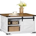 thumbnail image 1 of HOOBRO Farmhouse Coffee Table for Living Room with Single Sliding Barn Door Lift Top and Hidden Space White and Walnut WH80KF01G1, 1 of 12