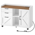 thumbnail image 1 of HOOBRO Farmhouse Lateral File Cabinet with 3 Drawers, Door & Charging Station, White, 1 of 9