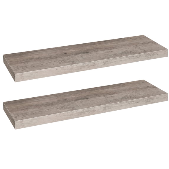HOOBRO Floating Shelves for Wall, Wall Mounted Shelf Set of 2, 31.5" Hanging Shelf with Invisible Brackets, for Wall in Bathroom, Bedroom, Toilet, Kitchen, Living Room, Office, Greige BG80BJP201