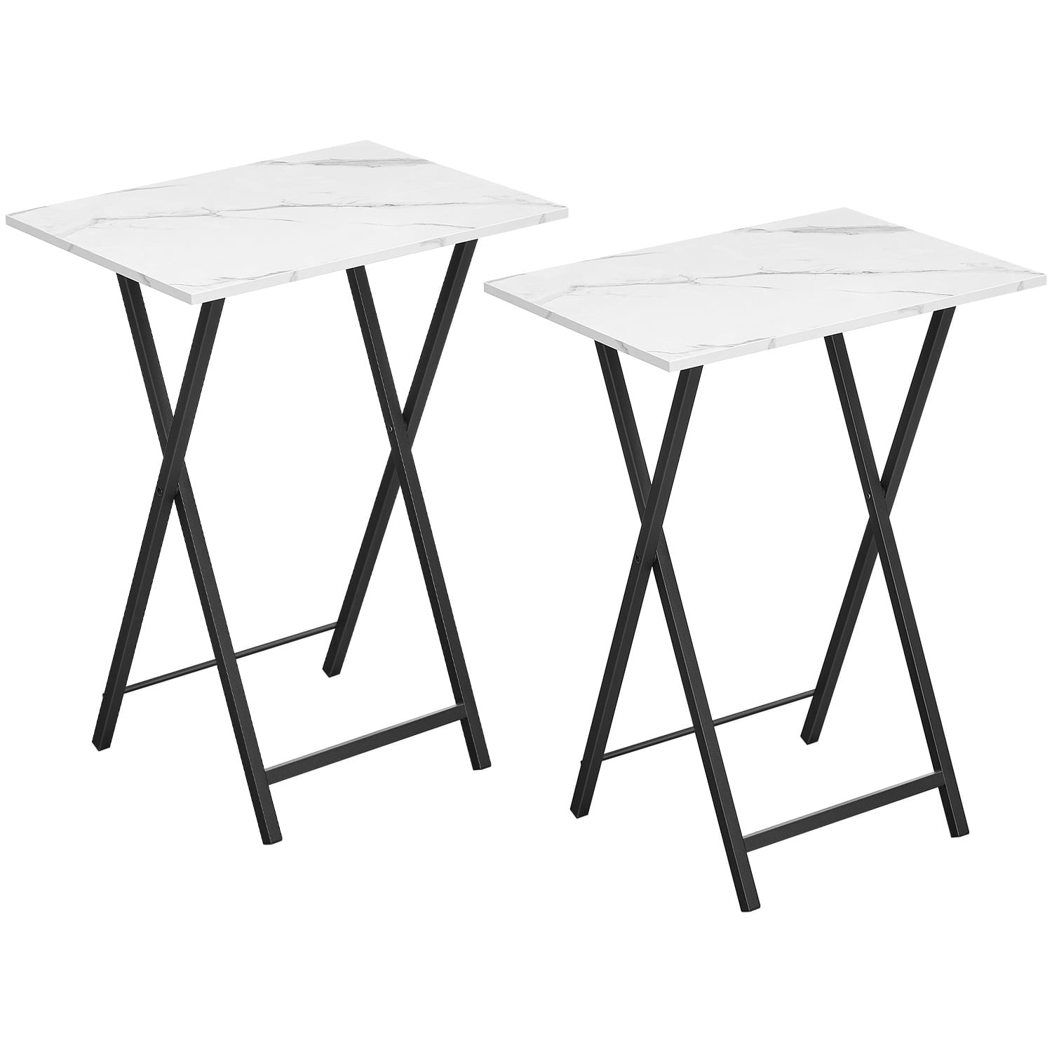 HOOBRO, Folding TV Tray Tables, Set of 2, Marble and Black - Walmart.com