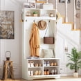 thumbnail image 1 of HOOBRO Hall Tree with Bench, Coat Rack and Flip-Down Shoe Storage, White, 1 of 13