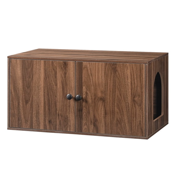 HOOBRO Hidden Litter Box Enclosure End Table with Side Entry, Walnut
