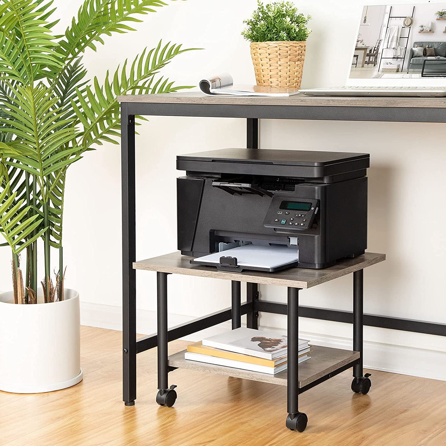 HOOBRO Industrial Printer Stand 2Tier Under Desk Storage Cart Home