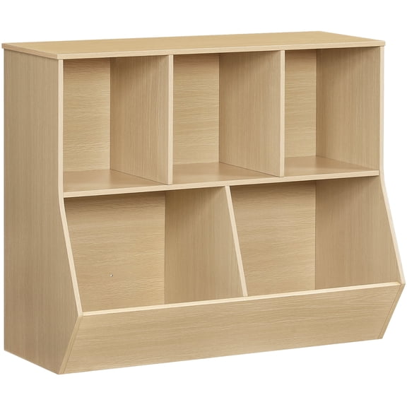 HOOBRO 35.4" Kids Bookshelf with Toy Storage, Natural